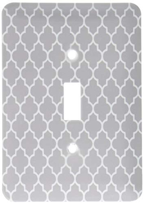 3dRose LLC lsp_120259_1 Dark Gray Quatrefoil Pattern Grey Moroccan Tiles Modern Stylish Geometric Clover Lattice Single Toggle Switch (Renewed)