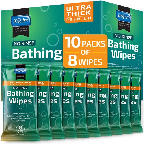 Ultra Thick Rinse Free Body Wash Wipes | Bathing Wipes- Shower Wipes - Rinse Free Wet Wipes | Thick Strong Extra Large With Aloe- Wipes For Adults- Body Wipes For Adults Bathing | Cleansing Adult Wipes