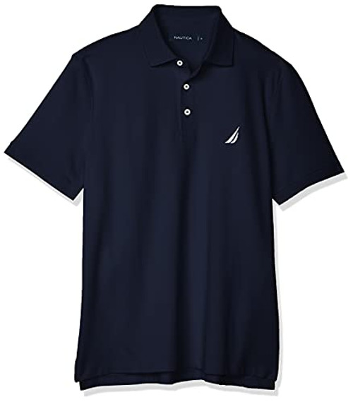 Nautica Men's Short Sleeve Solid Stretch Cotton Pique Polo Shirt- Navy- XX-Large