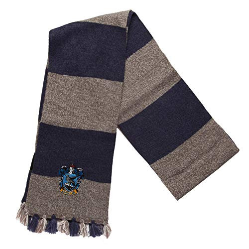 Harry Potter Hogwarts House With Embroidered Crest Soft Knit Tassel Striped Scarf