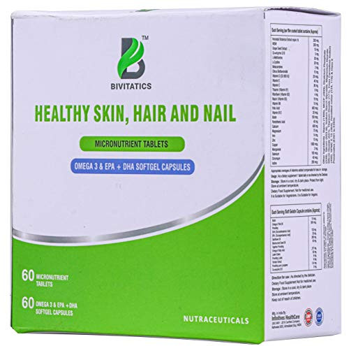 Bivitatics Supplements for Stronger Nails/Beautiful Skin/Strong Hair for Men  and  Women-60 Tab-60 Caps