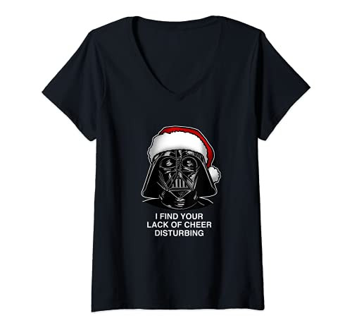 Womens Star Wars Christmas Darth Vader Disturbing Lack Of Cheer V-Neck T-Shirt