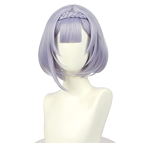 LTAKK Noelle Genshin Impact Cosplay Wigs Purple Short Hair 35cm Grils Lolita Wig Halloween Costume Wig