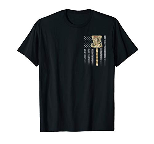 Disc Golf Basket Desert Camouflage Flag T-Shirt