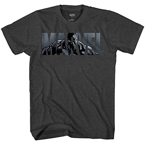Marvel Logo Black Panther Avengers Super Hero Adult Graphic Men's T-Shirt -Charcoal Heather- XX-Large-