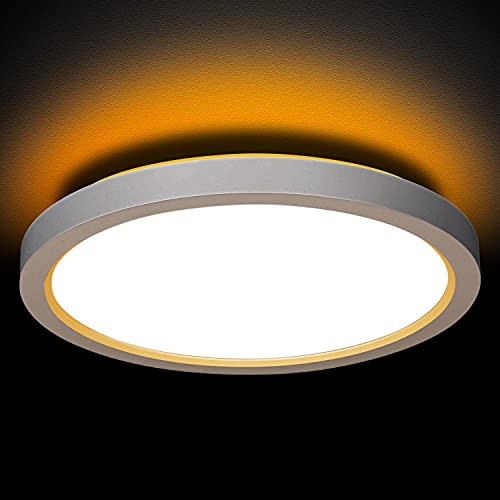 13 Inch LED Flush Mount Ceiling Light with Night Light- 24W- 2400lm- 3000K/4000K/5000K Selectable- Round Flat Panel Light- Dimmable Ceiling Light Fixture for Dining Room- Bedroom- Kitchen- Hallway