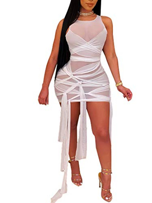 Fastkoala Sexy Outfits for Women Clubwear Bodycon Outfits for Women Mesh Dress See Through Dress for Women Sexy Sheer Dresses Sexy Bandage Dress White Fastkoala Sexy Outfits for Women Clubwear Bodycon Outfits for Women Mesh Dress See Through Dress for Women Sexy Sheer Dresses Sexy Bandage Dress White