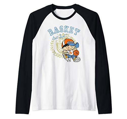 Basket Team Basketball Boys Sport Kids Raglan Baseball Tee