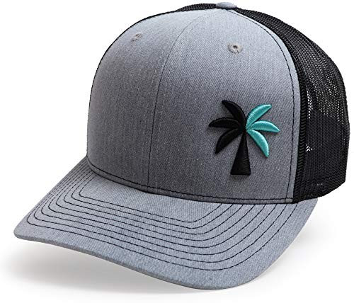 WUE Trucker Hat The Palm Tree Hat Snapback Hats for Men -Heather Grey/Black-