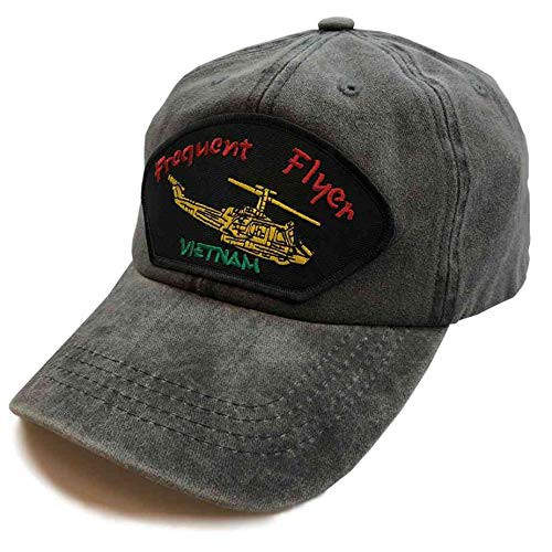 Vietnam Veteran - Frequent Flyer Huey Helicopter Vintage Grey Baseball Hat