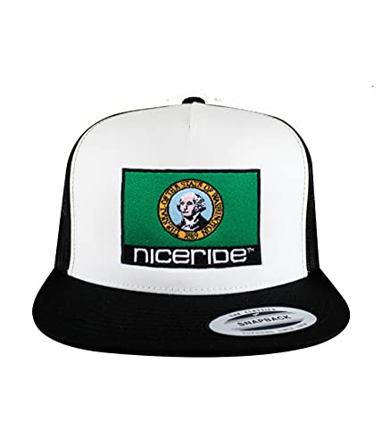 Washington Flag Classic 6006 Snapback Trucker Baseball Hat White/Black