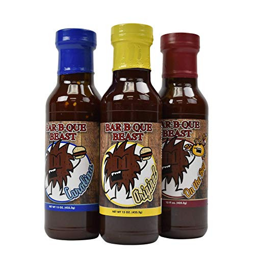 Bar-B-Que Beast BBQ Sauce - 3 Variety Pack - Flavors - Carolina - On The Bay - Original - 15oz ea - Award Winning Barbecue - Carolina and Kansas City Style Barbeque Bar-B-Que Beast BBQ Sauce - 3 Variety Pack - Flavors - Carolina - On The Bay - Original - 15oz ea - Award Winning Barbecue - Carolina and Kansas City Style Barbeque