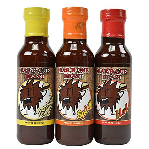 Bar-B-Que Beast BBQ Sauce - 3 Variety Pack - Flavors - Original- Spicy- Hot - 15oz ea - Award Winning Barbecue Sauce Bar-B-Que Beast BBQ Sauce - 3 Variety Pack - Flavors - Original- Spicy- Hot - 15oz ea - Award Winning Barbecue Sauce