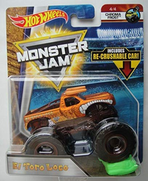 Hot Wheels Monster JAM 1:64 Scale Chroma Frost 4/4M, Copper EL Toro LOCO Includes RE-Crushable CAR