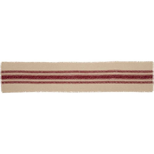 VHC Brands Farmhouse Holiday Tabletop & Kitchen-Vintage Burlap Stripe White Runner, 13" x 72", Red VHC Brands Farmhouse Holiday Tabletop & Kitchen-Vintage Burlap Stripe White Runner, 13" x 72", Red