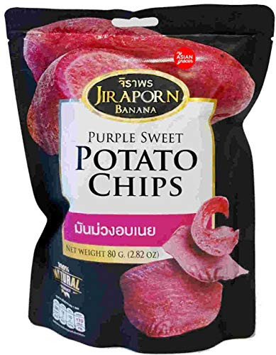 JIRAPORN BRAND- Purple Sweet Potato Chips- Size 80g X 4 Packs
