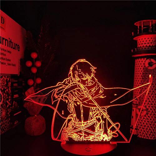 3D Night Light Anime lamp for Child-LED Levi Ackerman Anime LAMP Attack Titan Levi Color Changing Table Lamp for Home Decor