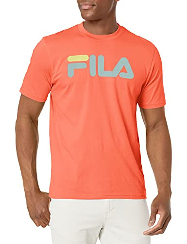 Fila Men's Eagle Printed Logo Tee- Small Orange