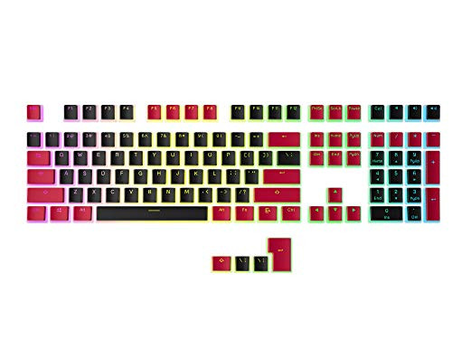 HK Gaming 108 Double Shot PBT Pudding Keycaps Keyset for Mechanical Gaming Keyboard MX Switches -Black and Red- HK Gaming 108 Double Shot PBT Pudding Keycaps Keyset for Mechanical Gaming Keyboard MX Switches -Black and Red-