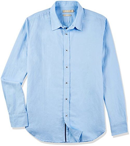 Isle Bay Linens Men's Slim-Fit Long-Sleeve Webbed-Placket Woven Shirt Sky Blue XX-Large