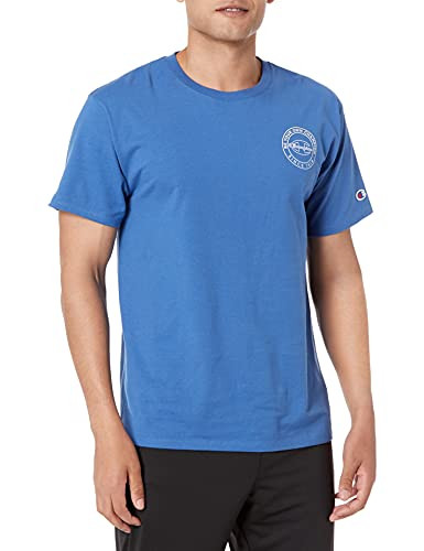 Champion Men's Classic T-Shirt- Left Chest Graphic- Shield Blue-586316- Medium