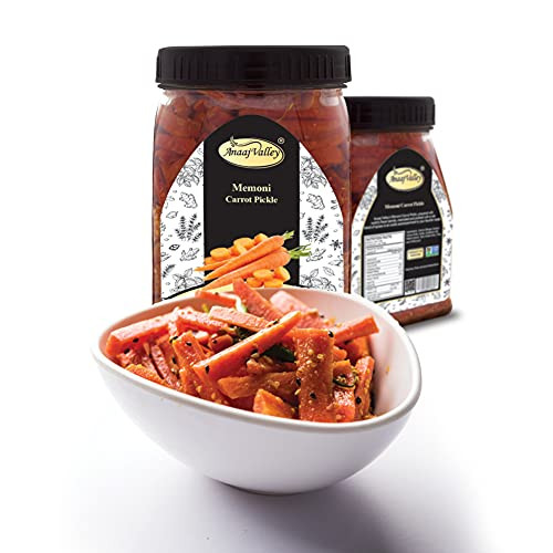 Anaaj Valley Gourmet Carrot Pickle - Pickled Carrot Condiment in Oil  Rich Blends of Spices - Spicy Pickled Carrot Sticks  Tasty  and  Tangy Orange Carrot Pickles in Oil- NON-GMO- All Natural 650 Gr