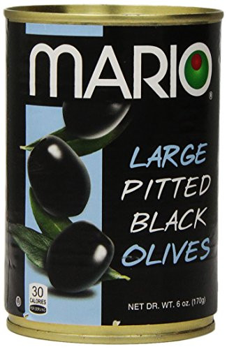 Mario Camacho Foods Black Olives- Large Pitted- 6.0 Ounce -Pack of 12-