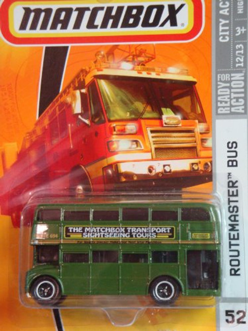 Matchbox City Action Series 52 Routemaster Double Decker Bus Green inchThe Matchbox Transport Sightseeing Toursinch 3 Lug Wheels Detailed Diecast Scale 1/64 Collector