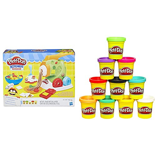 Play-Doh Noodle Makin Mania Set  and  Modeling Compound 10 Pack Case of Colors- Non-Toxic- Assorted Colors- 2 Oz Cans- Ages 2  and  Up- -Amazon Exclusive-- Multicolor