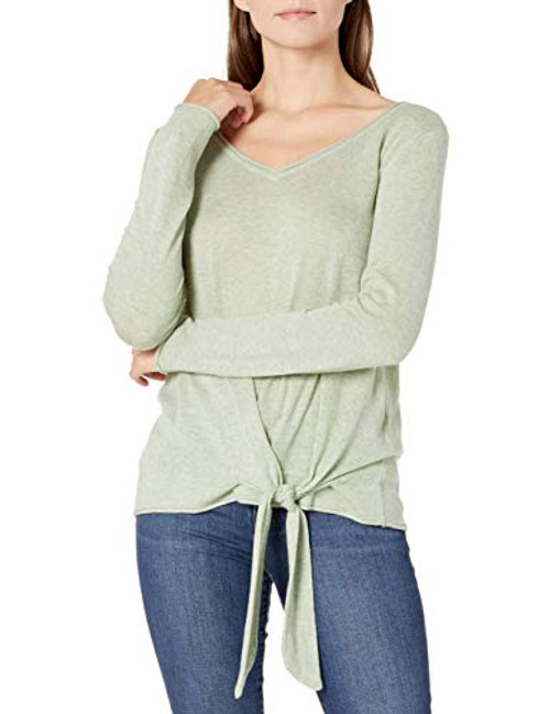 Max Studio Women's Tie Front Sweater- Green- Large