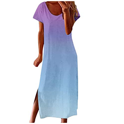 NJGRAE Sexy Dresses for Women 2021 Cocktail Dresses for Wedding Guest Wedding Dress Women's Round Neck Short Sleeve Print Daily Casual Vintage Bohemian Maxi Dress Purple L NJGRAE Sexy Dresses for Women 2021 Cocktail Dresses for Wedding Guest Wedding Dress Women's Round Neck Short Sleeve Print Daily Casual Vintage Bohemian Maxi Dress Purple L
