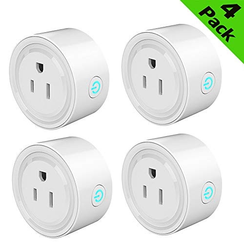 Smart Plug Wi-Fi Mini Socket Outlet Compatible with Alexa, Google Home/IFTTT No Hub Required, Remote Control Your Devices Power, Timing Switch Controled by Smart Phone (4 Pack)
