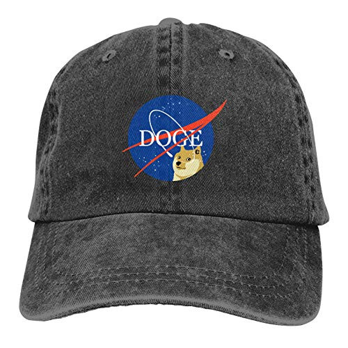 Dogecoin Astronaut Hat Baseball Cap Vintage Washed Dyed Dad Hat Adjustable Hat Black