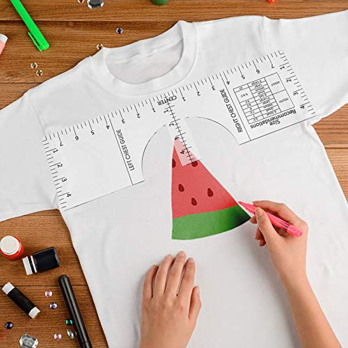 T-Shirt Ruler Guide Paity Alignment Tool Craft Ruler Ruler Guide Size Chart Vinyl T Shirt Ruler Guide Tool Sublimation Designs on T Shirt T Shirt Placement Graphic Guide/Calibration Ruler -LX-03-