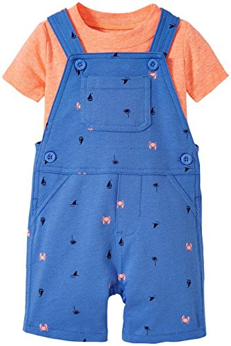 Carter's Baby Boys' 2 Piece Shortall Set 121g355- Neon Orange- 12 Months