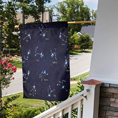 Anmaseven Constellation Double Sided Garden Flag Celebration Parade Flag Horoscope Chart Garden Size-12 by 18inch