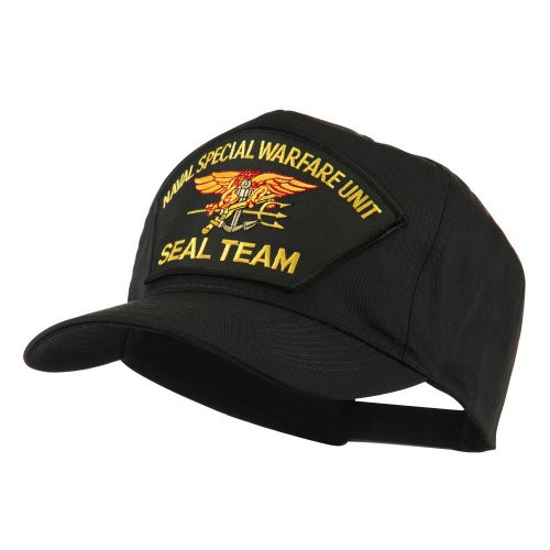 Navy Seal Team Large Patched Cap - Black Seal OSFM