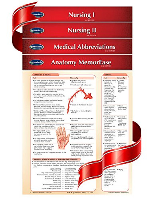 Nursing Quick Reference Guides - 4 Medical Chart Bundle - Medical Study Guide by Permacharts