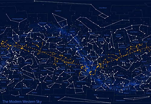 Constellation Map 88 Astronomy Stars Vivid Imagery Laminated Poster Print-20 Inch by 30 Inch Laminated Poster With Bright Colors And Vivid Imagery