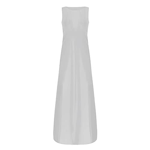 Stoota Women's Sleeveless Loose Maxi Dress with Pocket- Casual Solid Color Cami Spaghetti Strap Boho Long Dress Sundress White Stoota Women's Sleeveless Loose Maxi Dress with Pocket- Casual Solid Color Cami Spaghetti Strap Boho Long Dress Sundress White