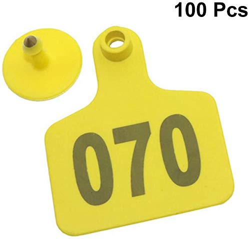 HEEPDD 100PCS Livestock Ear Tag- 1-100 Number Plastic Livestock Ear Tag Green Yellow Orange Anti-separtion Animal Tag for Goat Sheep Pig-Yellow- HEEPDD 100PCS Livestock Ear Tag- 1-100 Number Plastic Livestock Ear Tag Green Yellow Orange Anti-separtion Animal Tag for Goat Sheep Pig-Yellow-