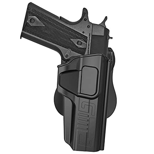 1911 Holster- OWB Paddle Holster for Colt 1911 5''- S and W 1911- Taurus PT1911- Remington 1911 R1- Ruger SR1911- Girsan 1911 MC- Open Belt Carry Tactical Gun Holster- 360 Adjustable - Right Handed