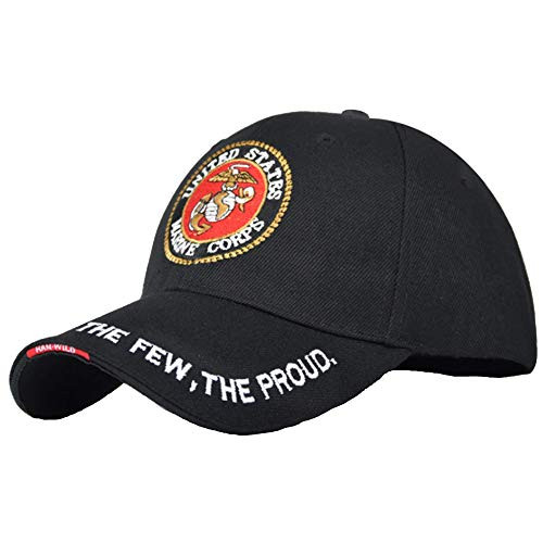 Marine Corps hat Embroidery Baseball Cap Visor hat -One Size- USMC Black-