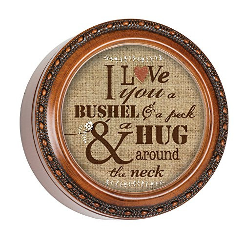 Cottage Garden I Love You a Bushel and a Peck Woodgrain Rope Trim Round Jewelry Keepsake Box Cottage Garden I Love You a Bushel and a Peck Woodgrain Rope Trim Round Jewelry Keepsake Box