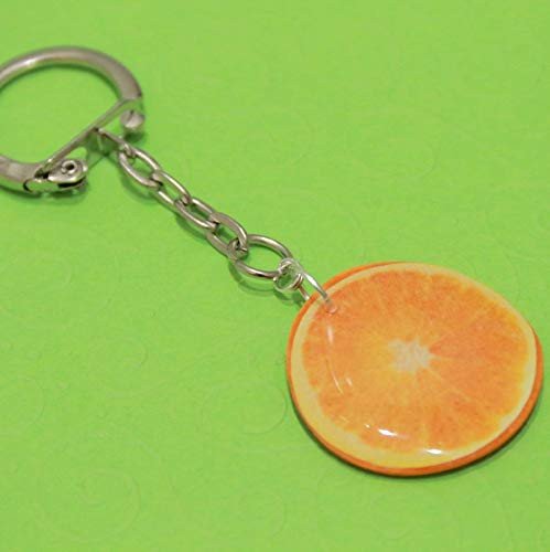 Handmade Orange Slice Fruit Keychain Handbag Charm Citrus Keyring Vegeterian Gift Idea Polymer Clay Key Chain Fruits Slice Bright Jewelry Gift for Girl
