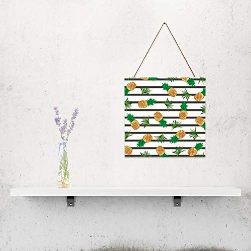 12inch x 12inch Wood Wall Hanging Plaque Sign- Pineapple Plant Fruit Oregon Pine Branch- Housewarming Wood Sign- Home Wall Decor- Signs for Living Room/Bar/Farmhouse