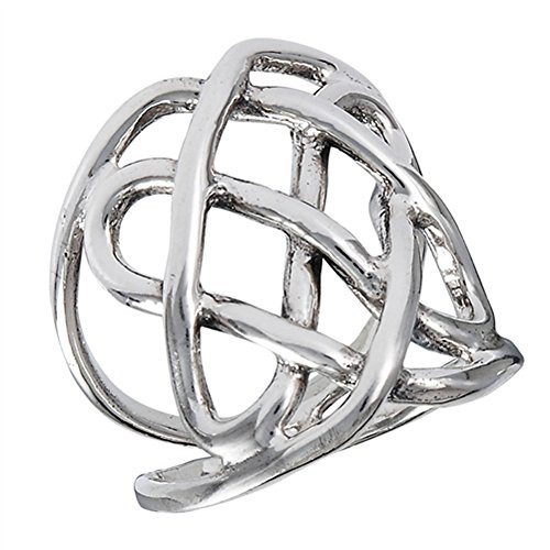 High Polish Wide Celtic Weave Knot Ring New .925 Sterling Silver Band Size 8