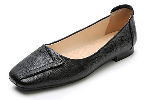 VenusCelia Women's Plain Dance Flat Shoe -7 M US-Black-