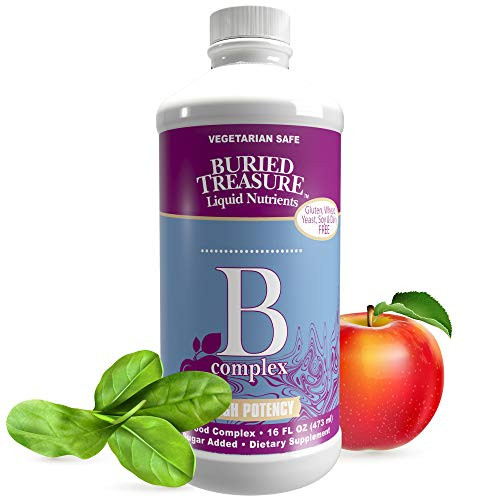Buried Treasure B Complete High Potency B Complex Adrenal Support Liquid Supplement 30ml Contains 400 mcg Folate 16 oz