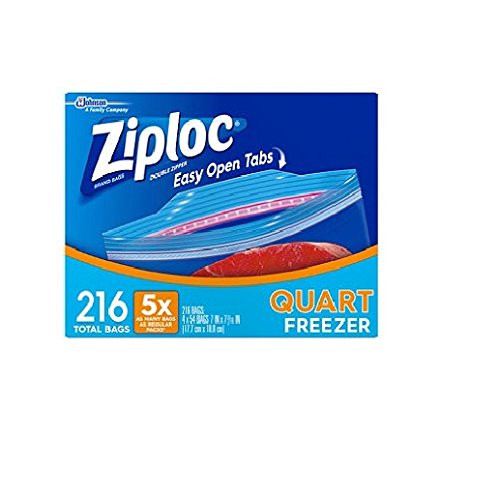Ziploc Double Zipper Freezer Bags - Quart - 4/54 ct. -216 BAGS-